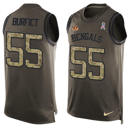 Nike Bengals #55 Vontaze Burfict Green Men's Stitched NFL Limited Salute To Service Tank Top Jersey - Click Image to Close